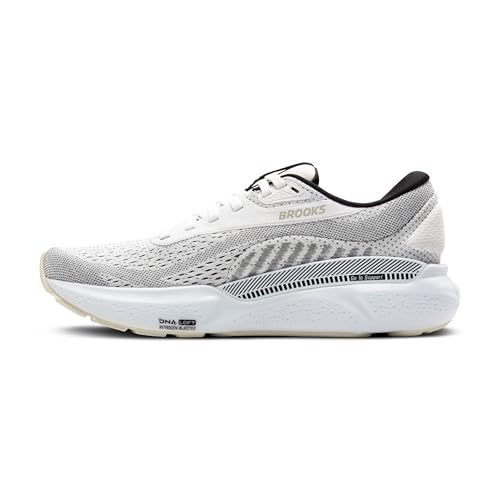 Brooks Men’s Adrenaline GTS 24 Supportive Running Shoe - White/Black/Pelican - 8 Medium