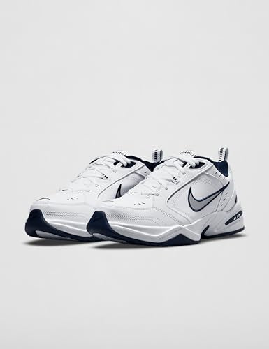 Nike Men's NIKE AIR MONARCH IV (4E) RUNNING SHOES -12; White / Metallic Silver-Midnight Navy