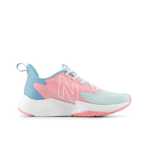 New Balance Kid's Rave Run V2 Lace-Up Running Shoe, Glint Blue/Double Bubble, 6 W Big Kid