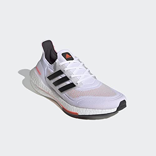 Adidas Men's Ultraboost 21, White/Black/Solar Red, 8.5