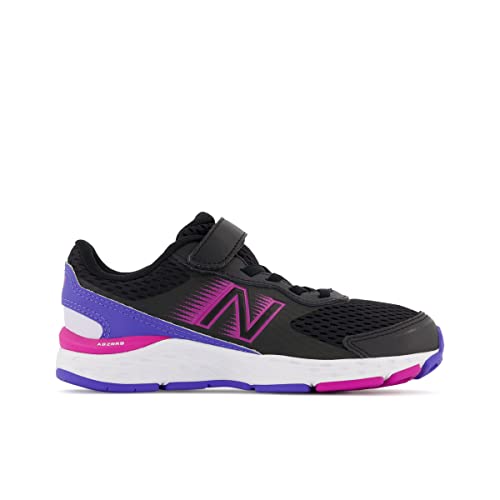New Balance Kid's 680 V6 Hook and Loop Running Shoe, Black/Magenta Pop/Aura, 3 Infant