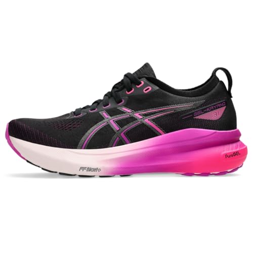 ASICS Women's Gel-Kayano 31 Running Shoes, 5, Black/Bold Magenta