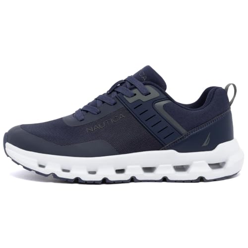 Nautica Men’s Cloud-Like Walking Sneakers – Lightweight Athletic Shoes with Breathable Mesh and Cushioned Sole for All-Day Comfort-Bolang-Navy Charcoal Pop, Size 7.5
