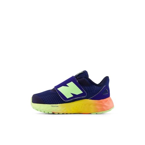 New Balance Kid's Fresh Foam Arishi V4 Hook & Loop Running Shoe, Blue Oyster/Afterglow, 2 Infant