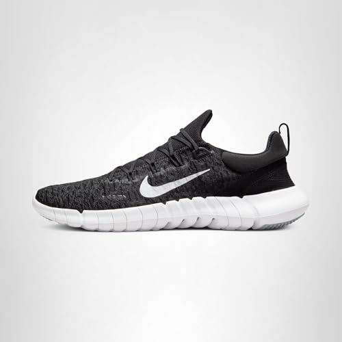 Nike Men's Free Rn 5,0 2021 Running Shoe, Black White Dk Smoke Grey, 8