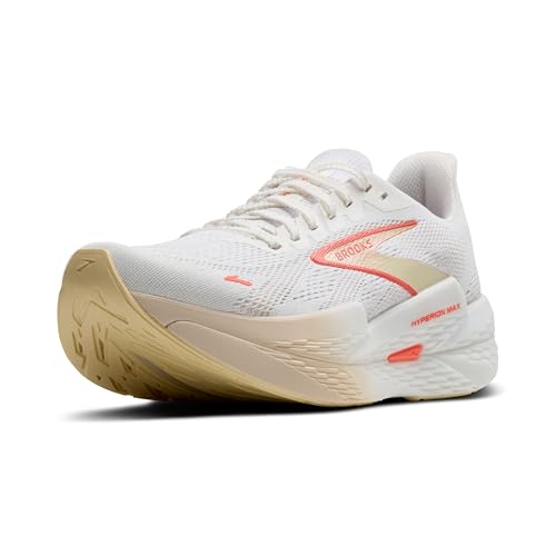 Brooks Women’s Hyperion Max 2 Neutral Running Shoe - White/Peach/Coral - 10 Medium