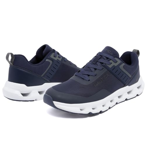 Nautica Men’s Cloud-Like Walking Sneakers – Lightweight Athletic Shoes with Breathable Mesh and Cushioned Sole for All-Day Comfort-Bolang-Navy Charcoal Pop, Size 7.5