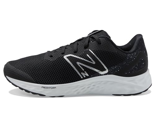 New Balance KIds Arishi Fresh Foam v4 Sneaker, BLACK/WHITE/SILVER METALLIC, 3.5 M Big Kid (8-12 Years)