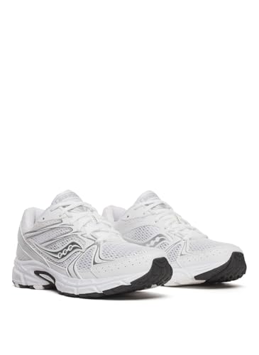 Saucony Unisex Ride Millennium Sneaker, White/Silver, 7.5