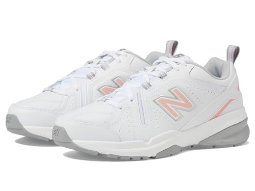 New Balance Women's 608 V5 Casual Comfort Cross Trainer, White/Pink, 8.5