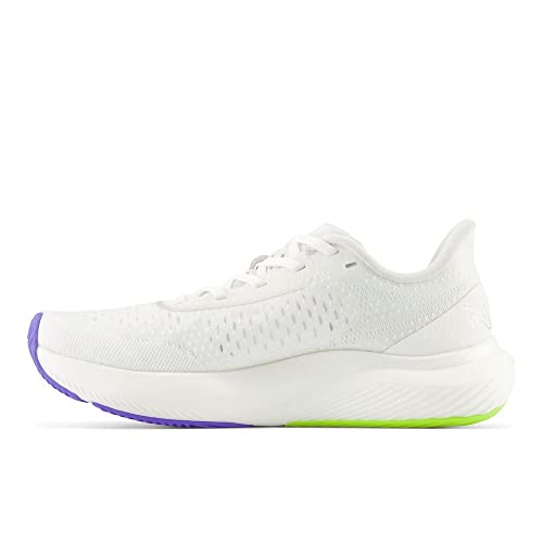 New Balance Women's FuelCell Rebel V3 Running Shoe, White/Thirty Watt/Electric Indigo, 12 W