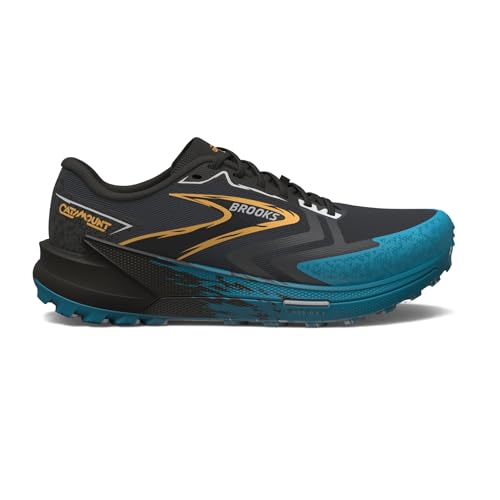 Brooks Men's Catamount 3 Trail Running Shoe - Ebony/Mosaic Blue/Orange - 10 Medium