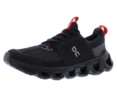 On Cloudswift GS Boys Shoes Size 4, Color: Core Black/Red-Black