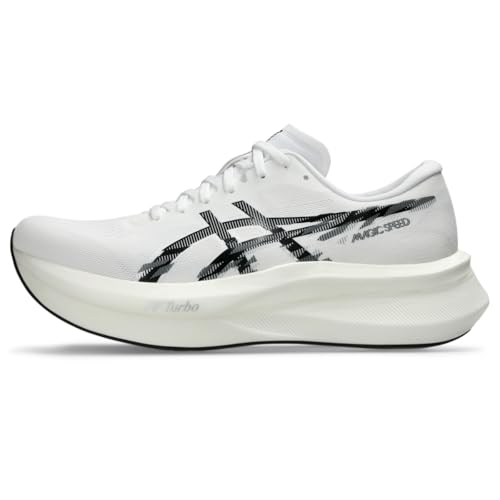 ASICS Men's Magic Speed 4 Running Shoes, 13, White/Black