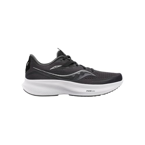 Saucony Men's Ride 15 Sneaker, Black/White, 12