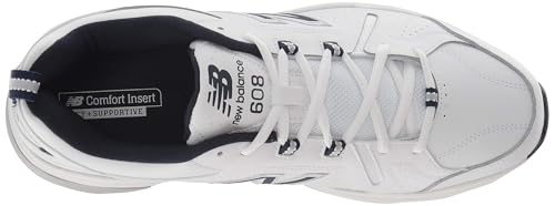 New Balance Men's 608 V5 Casual Comfort Cross Trainer, White/Navy, 9 X-Wide