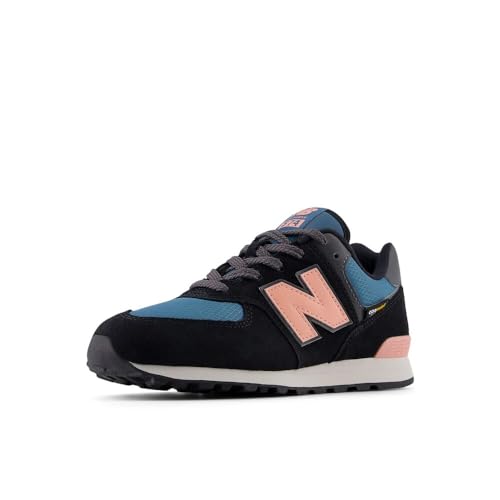 New Balance Kids 574 V1 70s Racing Lace-up Sneaker, BLACK/OMEGA PINK, 3 W Little Kid (4-8 Years) - product image