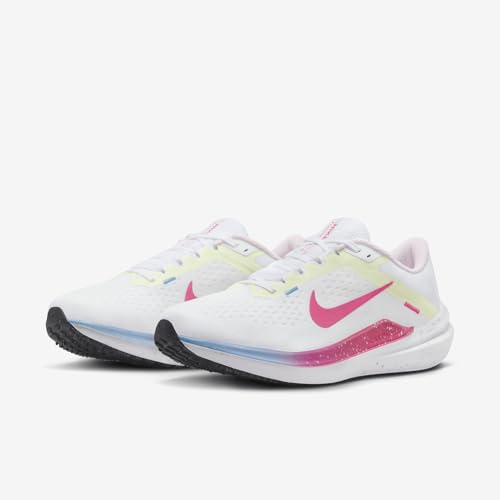 Nike Winflo 10 Women's Road Running Shoes (FZ3973-100, White/Barely Volt/Aquarius Blue/Hyper Pink) Size 11.5