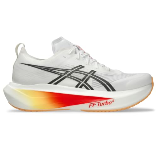 ASICS Unisex MEGABLAST Running Shoes, 13M / 14.5W, White/Orange Glow