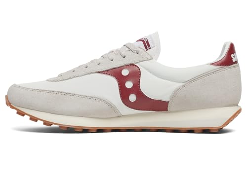 Saucony Unisex Trainer 80 Sneaker, White/Maroon, 3.5