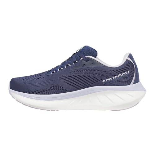 Saucony Women's Ride 18 Sneaker, Navy/Aster, 9.5