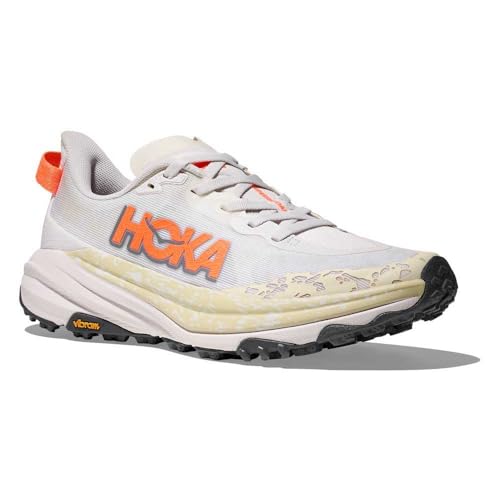 Hoka Women's Speedgoat 6 White/Neon Tangerine 7.5 Medium