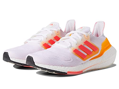 adidas Women's Ultraboost 22, White/Turbo/Flash Orange, 8