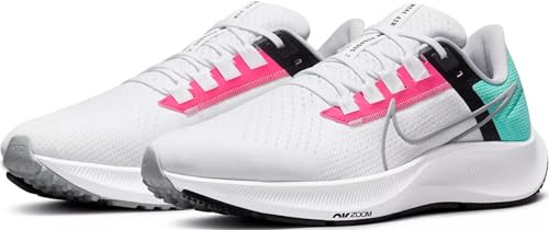 Nike Air Zoom Pegasus 38 Mens Running Trainers CW7356 Sneakers Shoes, White Wolf Grey Hyper Pink 102, 10.5