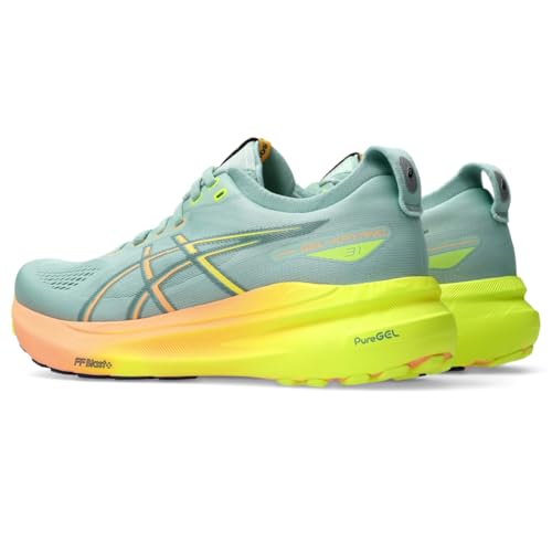 ASICS Women's Gel-Kayano 31 Running Shoes, 5.5, Light Celadon/Safety Yellow