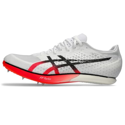 ASICS Unisex METASPEED MD Track & Field Shoe, 10.5M / 12W, White/Black