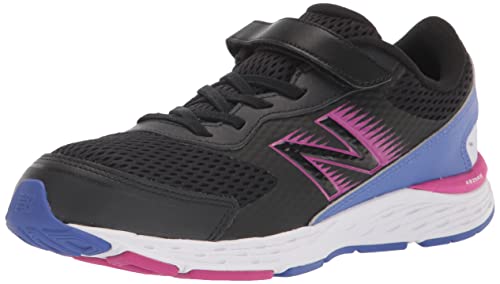 New Balance Kid's 680 V6 Hook and Loop Running Shoe, Black/Magenta Pop/Aura, 3 Infant