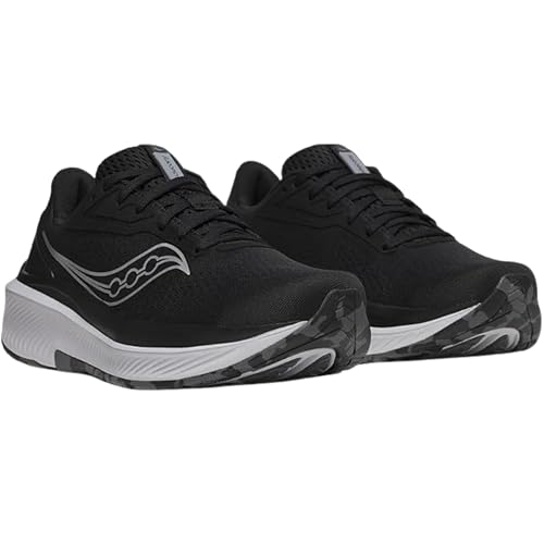 Saucony Women's Echelon 10 Sneaker, Black/Silver, 7 Extra Wide