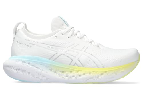 ASICS Women's Gel-Nimbus 25 Running Shoes, 9.5, White/Pure Silver