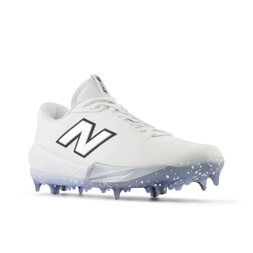 New Balance Men's FuelCell Comp V4 Baseball Shoe, White/Silver, 10.5 M