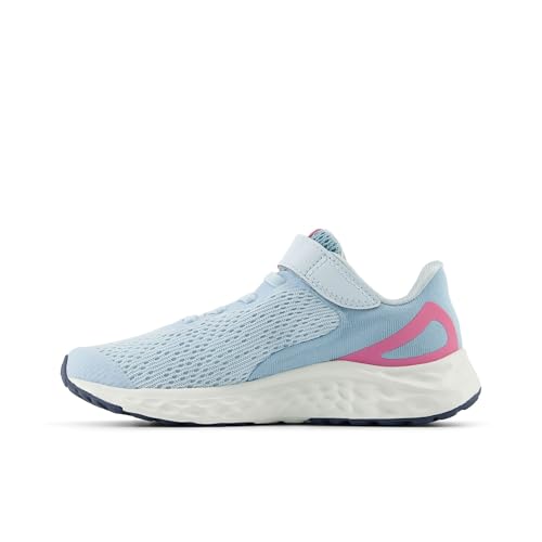 New Balance Fresh Foam Arishi V4 Bungee Lace with Top Strap Running Shoe, Quarry Blue/Real Pink/Chrome Blue, 13 US Unisex Little Kid