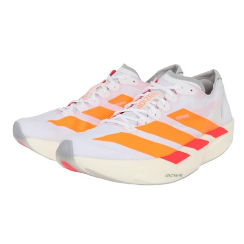 Men's adidas Adizero Takumi Sen 11 racing shoe in white, lucid orange and red
