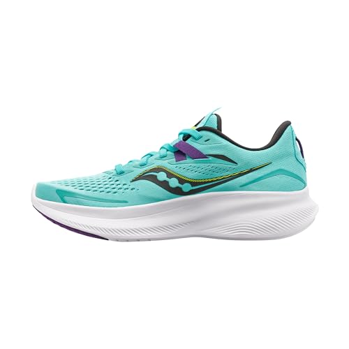 Saucony Women's Ride 15 Sneaker, Cool Mint/Acid, 11