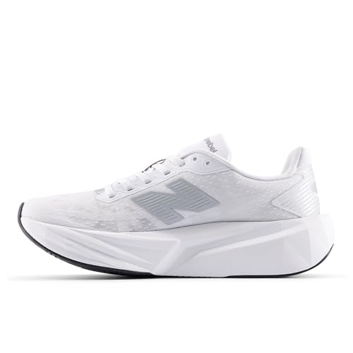 New Balance Women's FuelCell Rebel V5 Running Shoe, White/Silver Metallic/Black, 9 M