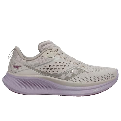 Saucony Women's Ride 17 Sneaker, Moon/Viola, 8