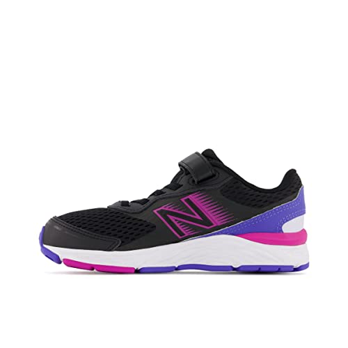 New Balance Kid's 680 V6 Hook and Loop Running Shoe, Black/Magenta Pop/Aura, 3 Infant