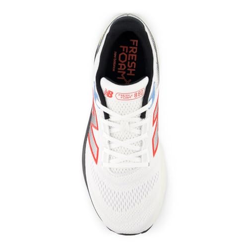 New Balance Men's Fresh Foam X 880 V14 Running Shoe, White/Neo Flame/Black, 7.5 N