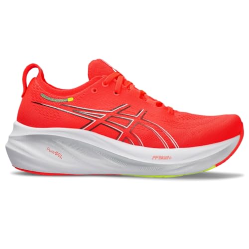 ASICS Women's Gel-Nimbus 26 Running Shoe, 13, Sunrise RED/Pure Silver