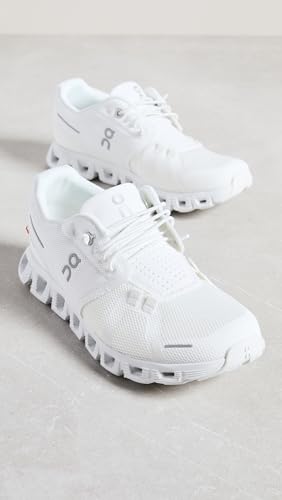 On Women's Cloud 5 Sneakers, All White, 9 Medium US