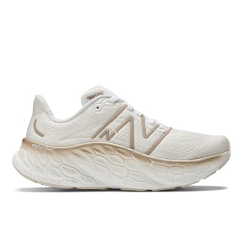 New Balance Women's Fresh Foam X More V4 Running Shoe, White/Gold Metallic/Moonbeam, 10.5 M