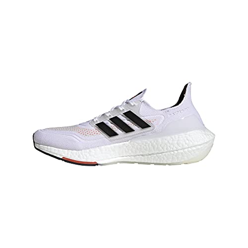 Adidas Men's Ultraboost 21, White/Black/Solar Red, 8.5