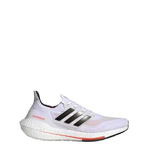 Adidas Men's Ultraboost 21, White/Black/Solar Red, 8.5