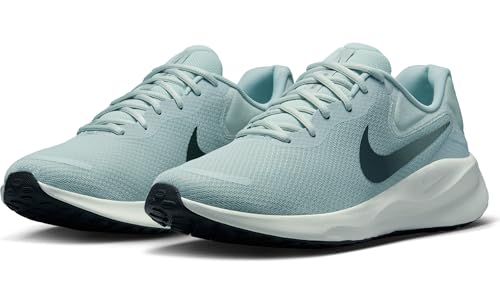 Nike Revolution 7 Men's Road Running Shoes (FB2207-011, Light Silver/Light Army/Pale Ivory/Sequoia) Size 11.5