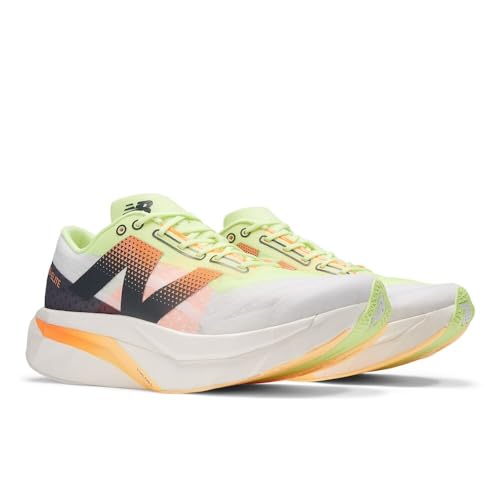 New Balance Men's FuelCell SuperComp Elite V4 Running Shoe, White/Bleached Lime Glo/Hot Mango, 7 M