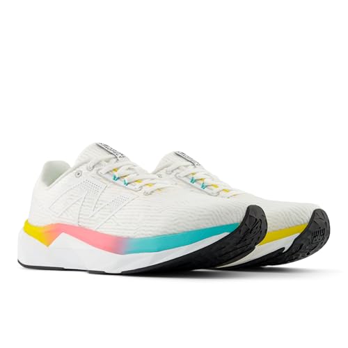 New Balance Men's FuelCell Propel V5 Running Shoe, White/Ginger Lemon/Cyber Jade, 10