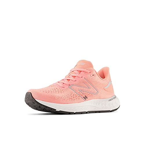 New Balance Kid's Fresh Foam X 880 V12 Lace-Up Running Shoe, Grapefruit/Metallic Silver, 6 M Big Kid